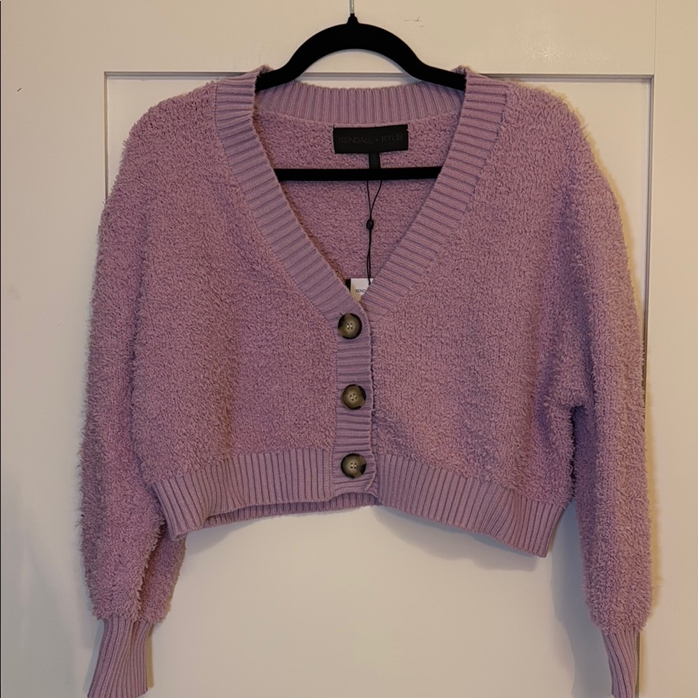 Kendall & Kylie Purple Cropped Cardigan Sweater